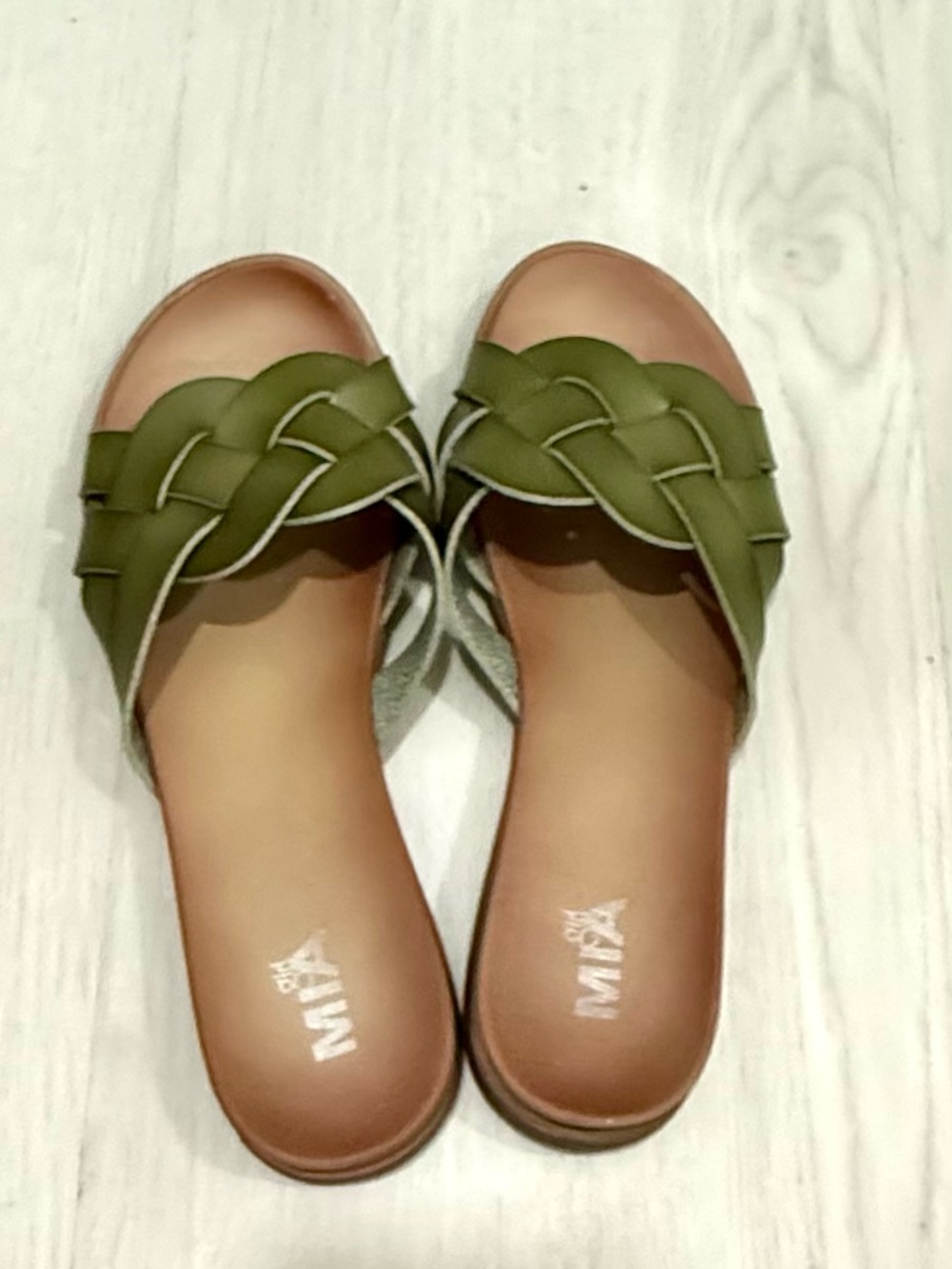MIA Olive Braided Slide Sandals